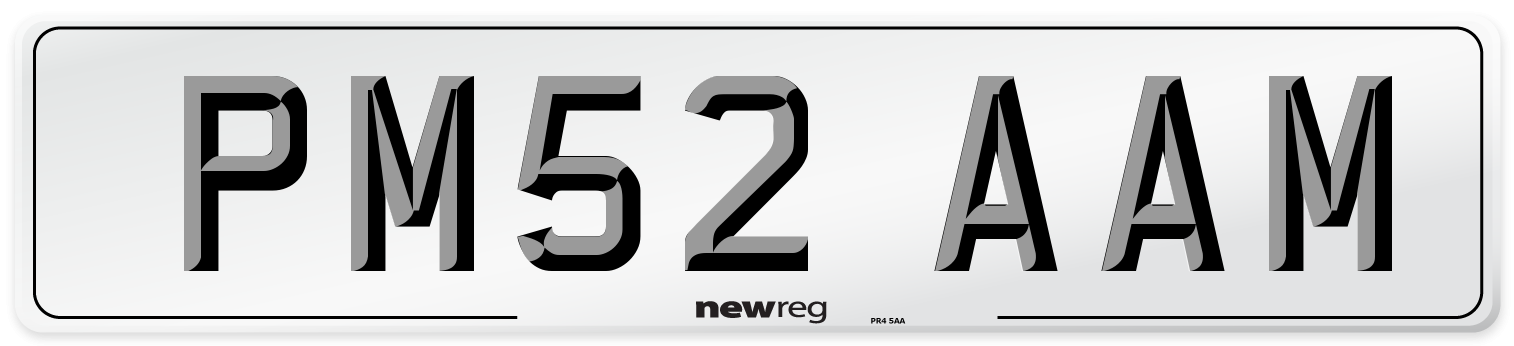 PM52 AAM Number Plate from New Reg